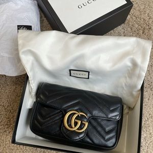 ❌❌SOLD❗️Gucci GG Marmont matelassé leather super mini bag